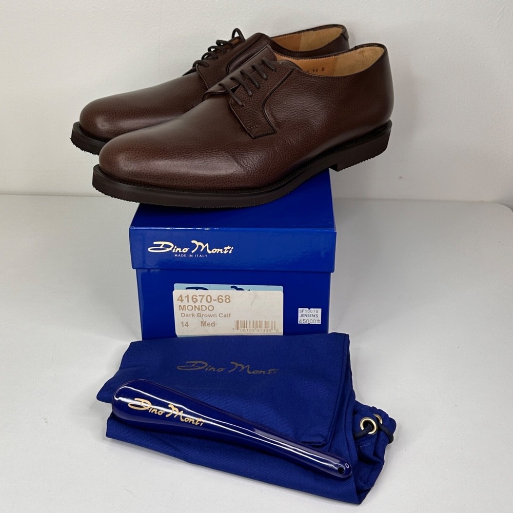 Brown Dino Monti Mens Italian Leather Dress Shoes Size 14 Medium